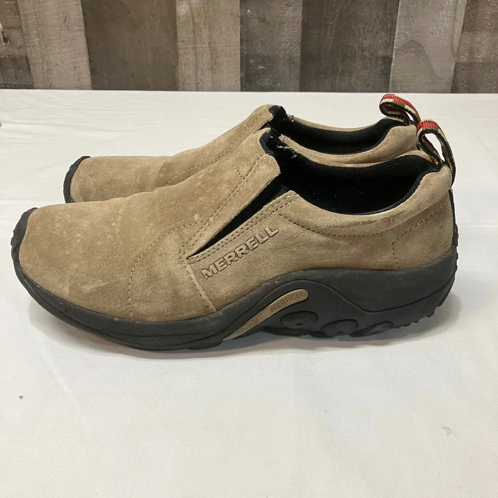 Merrell Jungle Moc Men 8 Classic Taupe Suede Slip On Hiking Shoes 60801 Gorpcore